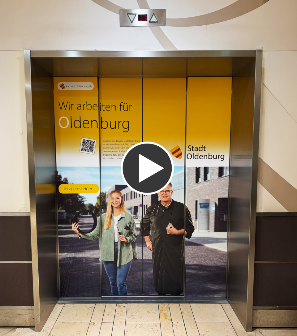Stadt Oldenburg Fahrstuhlwerbung