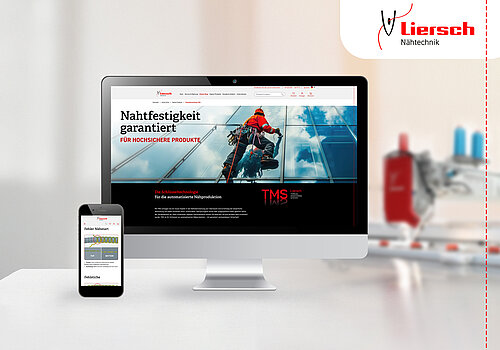 Bildschirm unt Smartphone mit Liersch TMS Website